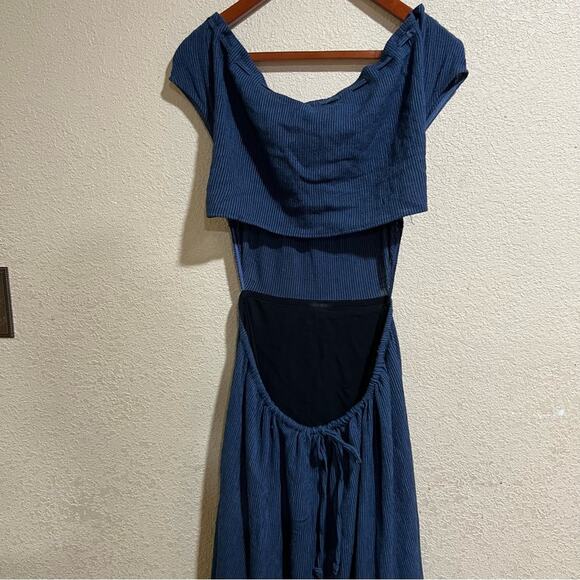 Reformation Veijo Blue Open Back Waist Tie Tiered Maxi Dress - size Small - Picture 5 of 7